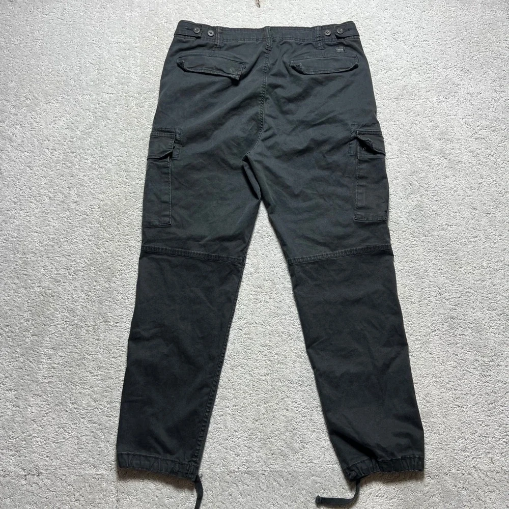 American Eagle Slim Lived-In Cargo Pants Mens 33x32 Black Faded Cotton Flex - Picture 10 of 14